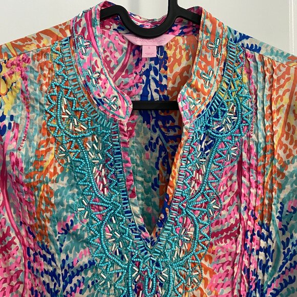 Lilly Pulitzer Tops - Lily Pulitzer Sarasota Beaded Tunic 100% Cotton